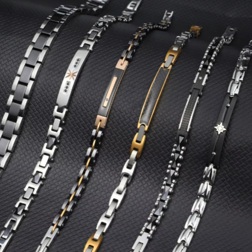 New Fashion Jewelry Bracelets High Quality Ceramic 316 Stainless Steel Bracelet Men
