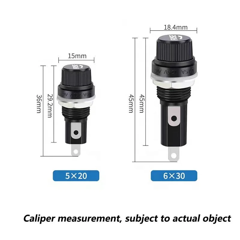 5x20 6x30 fuse holder 12mm 14mm fuse holder panel installation 10A250V automotive fuse holder