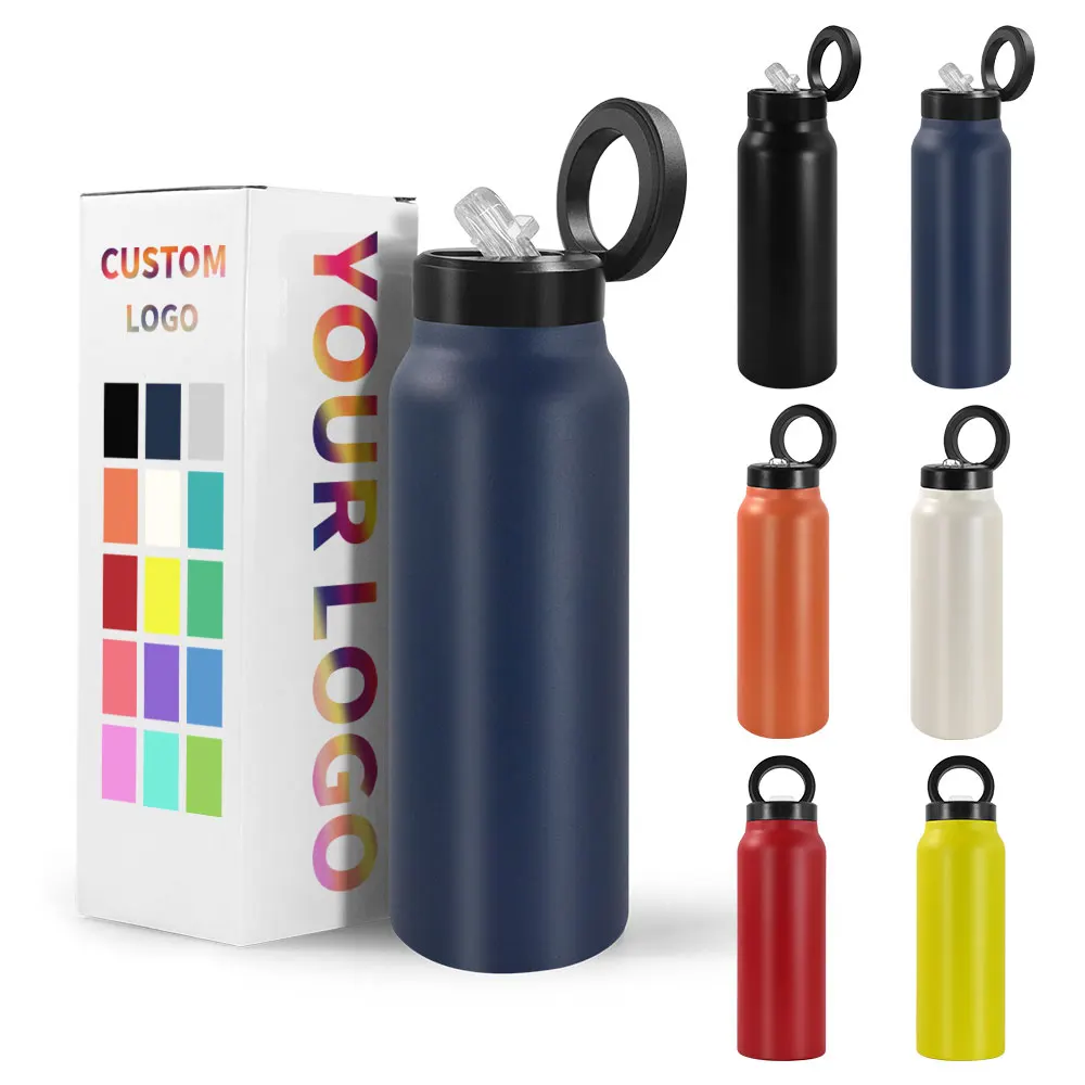 Custom logo 25oz double wall vacuum flasks insulated stainless steel magnetic magsafe bpa free water bottle with phone holder
