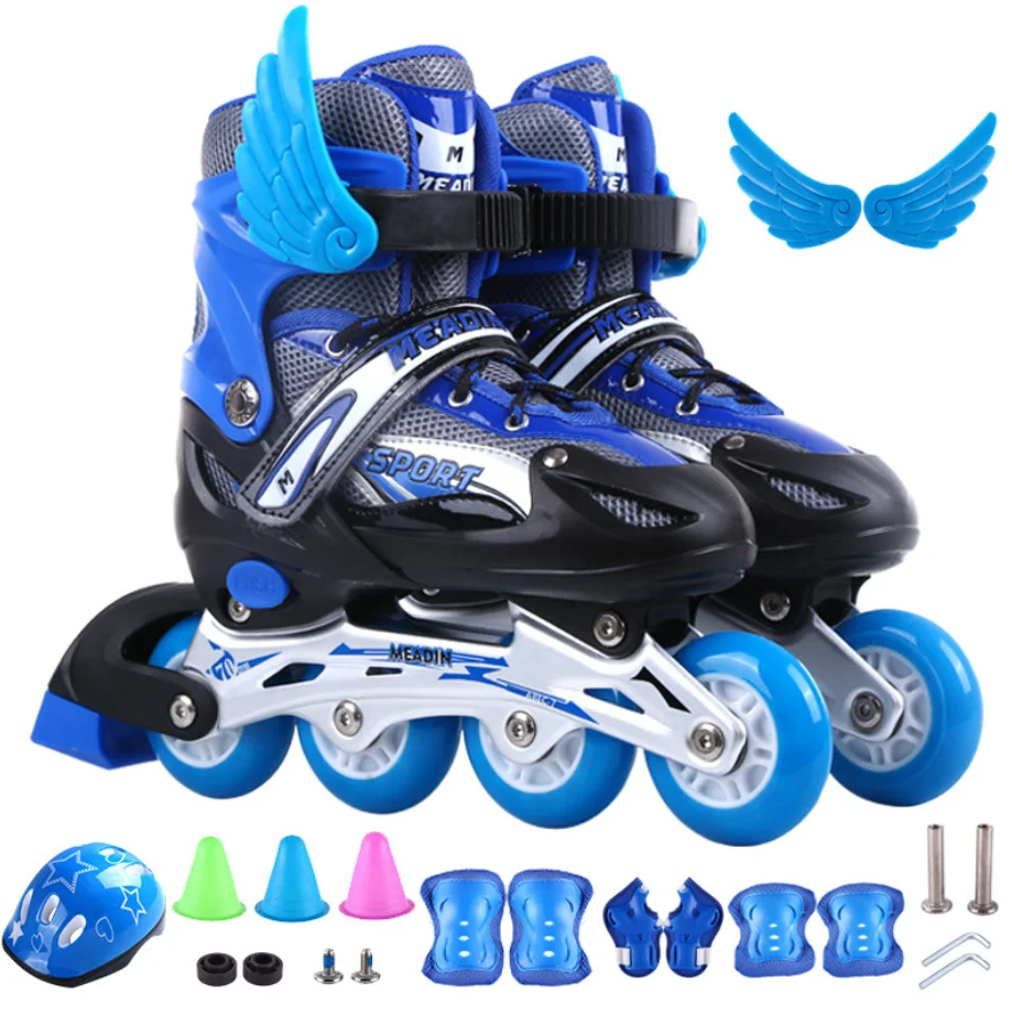 Wholesale Unisex Kids Glitter Flashing Patines 4 Wheels Inline Skate Roller Shoes