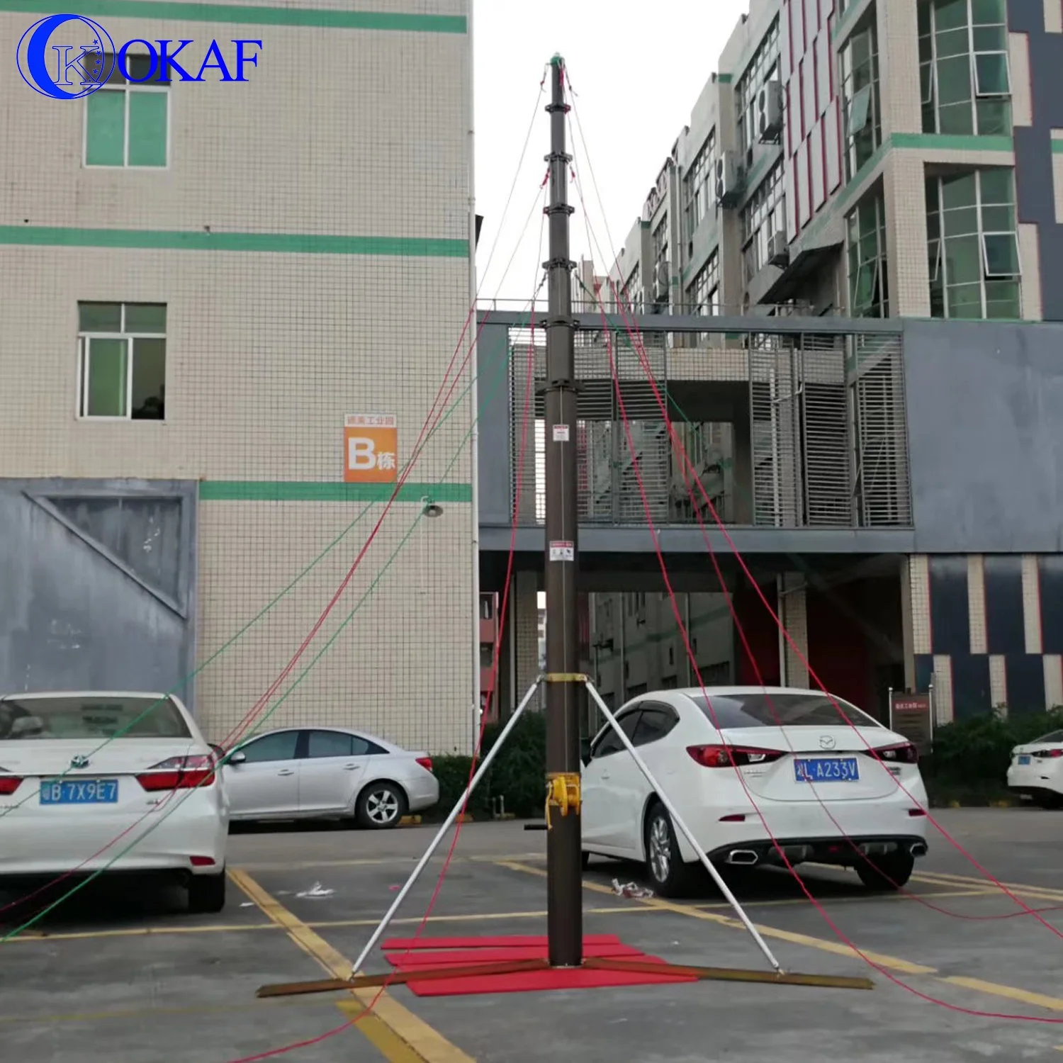 18m 20m Communication WIFI Antenna Tower Mast Lighting Pole Manual Hand Winch Tripod Telescopic Mast