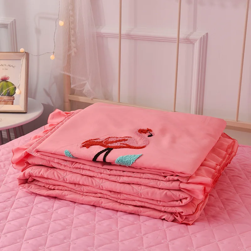 romantic maiden good pitch polyester towel embroidery korean bedding set lace warm bed skirt lace lotus leaf edge