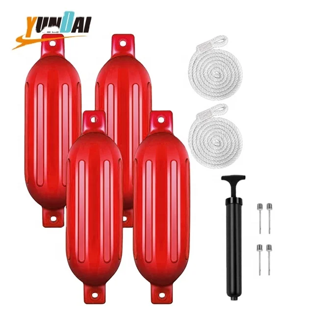 YUNDAI 4.5x16' Red 4 Pack Boat Fender PVC Floating Inflatable Yacht Buoy Fender