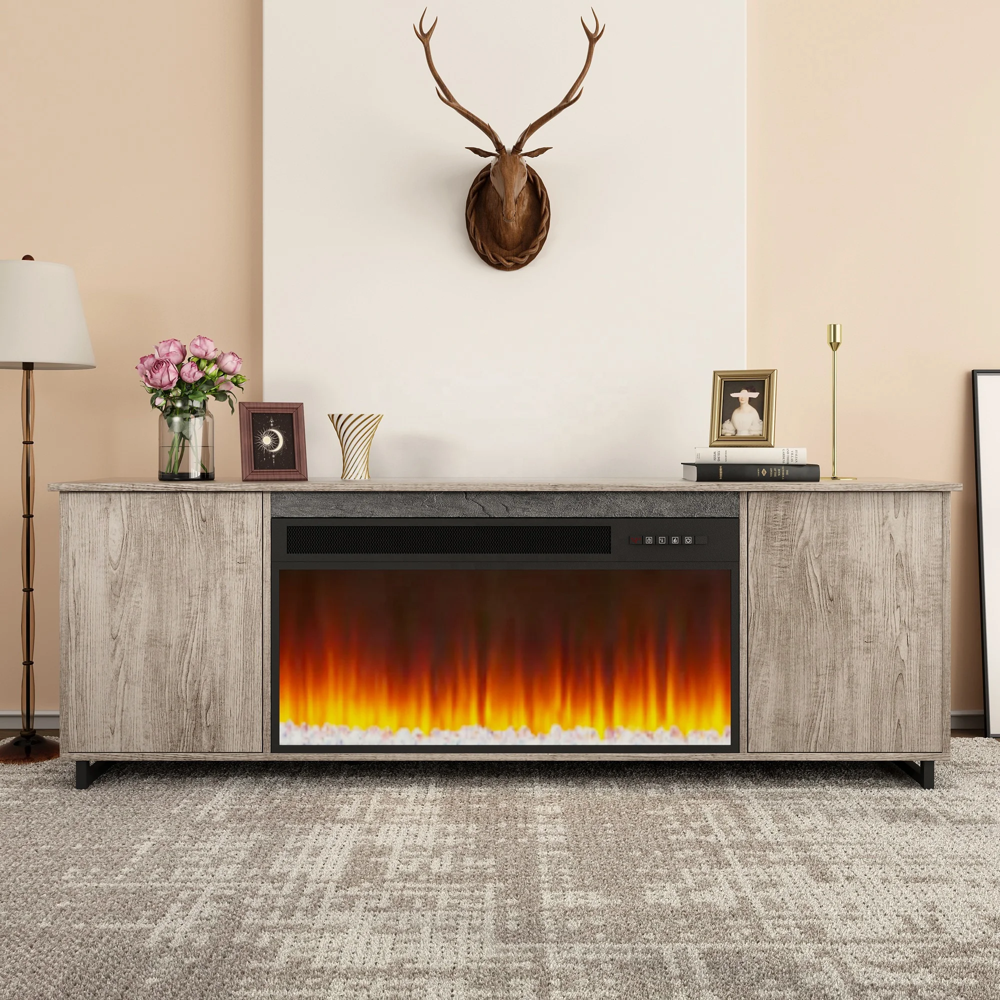 Modern Living Room Furniture TV Stand Cabinet with Fireplace Luxury TV Stand  JHD24-70