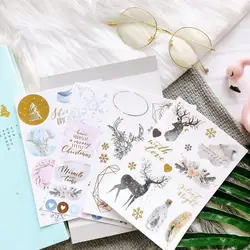 Водонепроницаемые рождественские виниловые наклейки из ПВХ, Золотая фольга для самостоятельного творчества, декоративные наклейки для скрапбукинга