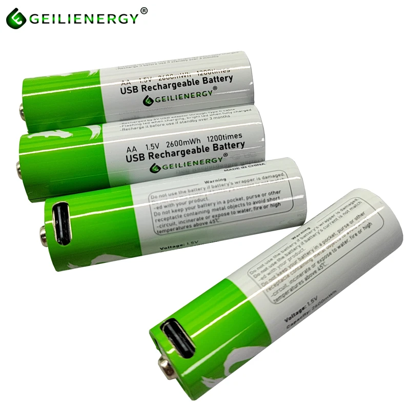 hot sell 1.5v AA batteries With type c charging cable usb rechargeable batteries