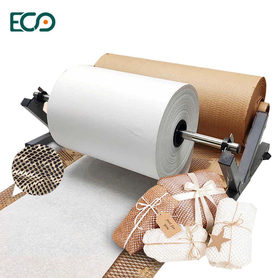 Single and Double Reel Dispenser Honeycomb Kraft Paper Roll Distributor Honeycomb Paper Cutting Packing Machine
