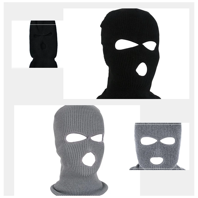 Fashion Knitted Ski Winter Mask Balaclava Three Hole SkiMask 3 Hole Cotton Warm Face Cover Winter Hat For Man