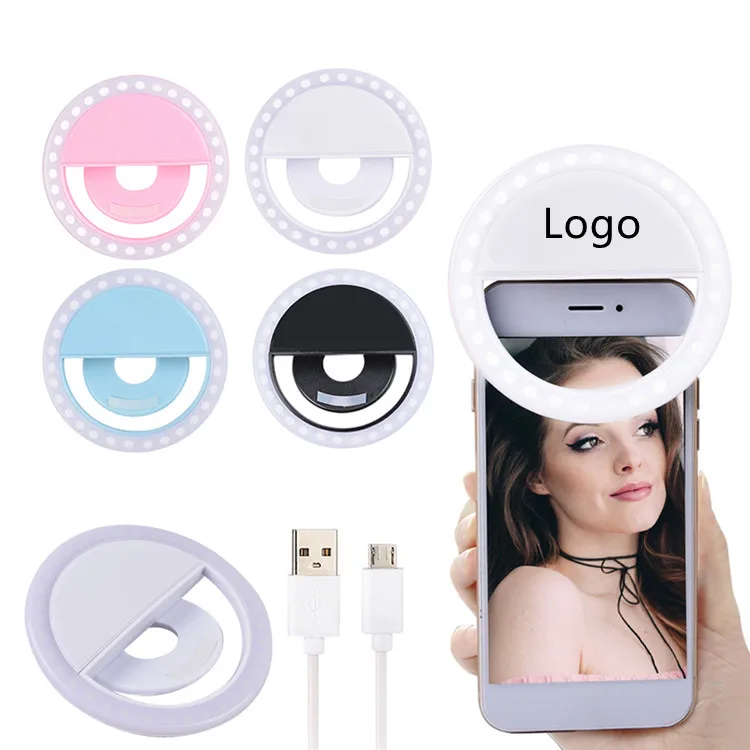Rechargeable ring selfie led mobile phone selfie fill light for smart phone clip light clip on cell phone selfie flash light