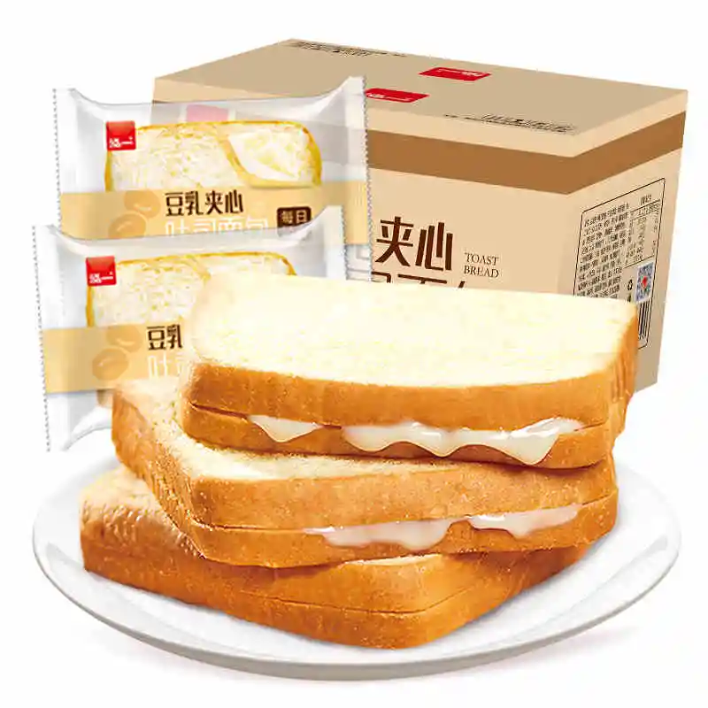 
400g Hot selling Chinese healthy grain snacks Soy Milk Filling toast bread breakfast cereals with low price 