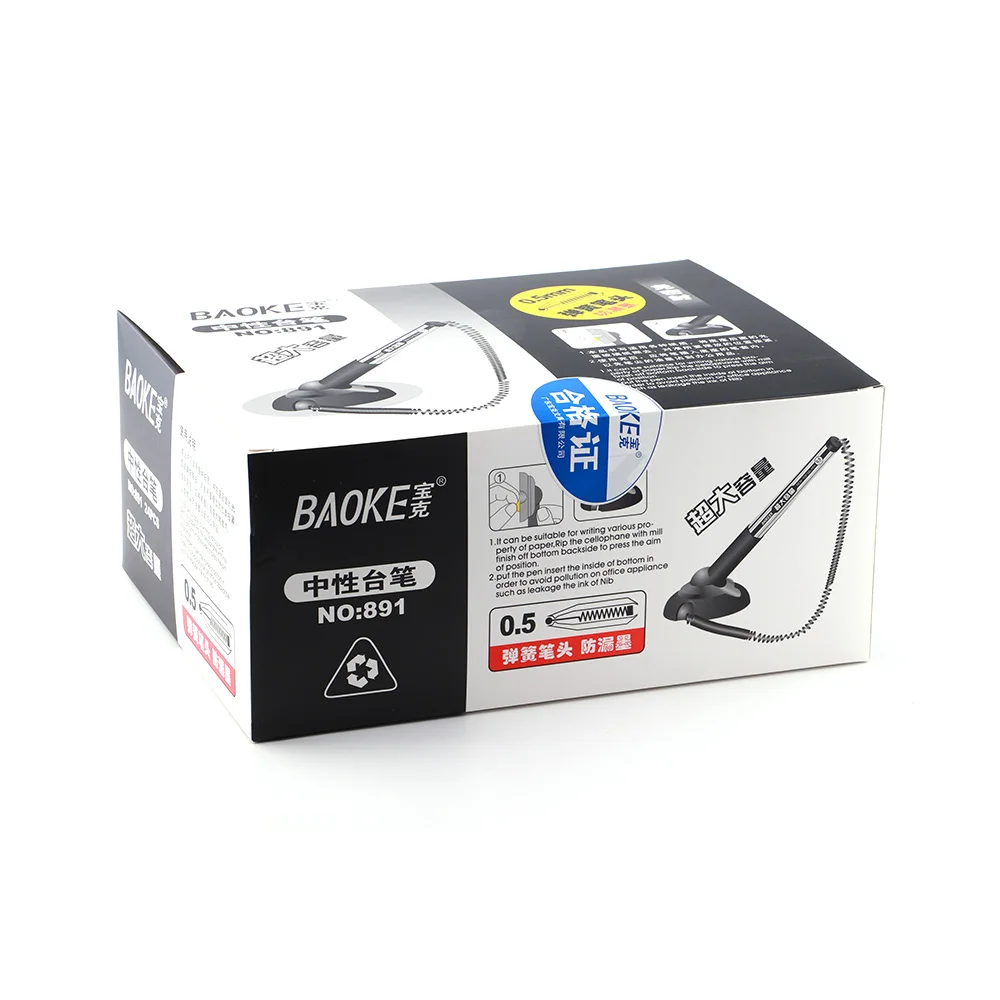 Rollerball Pen With Base Fix On Table Counter Liquid Ink Desk Pen With Chain 0.5mm Business Desk Stand Pen