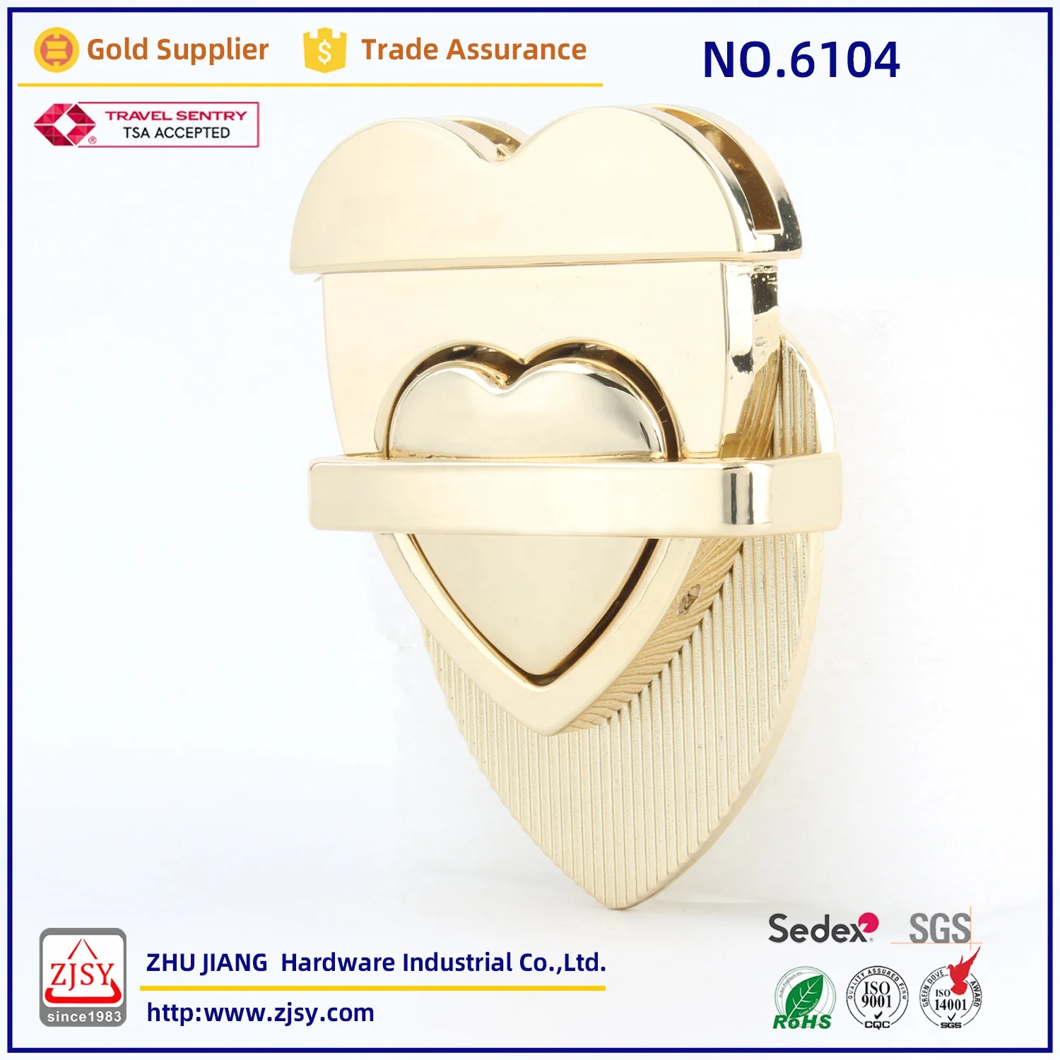 6104 Heart Shape DIY Fashion Decorative Metal Closure Catch Lock Bag Tuck Clasp Lock