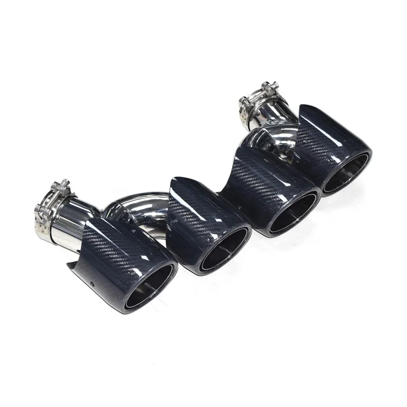1 Pair Carbon Fiber Exhaust Tip For Porsche Macan 2019 2020 petrol Car Exhaust Pipe Silver Four Out Muffler Tip Nozzle