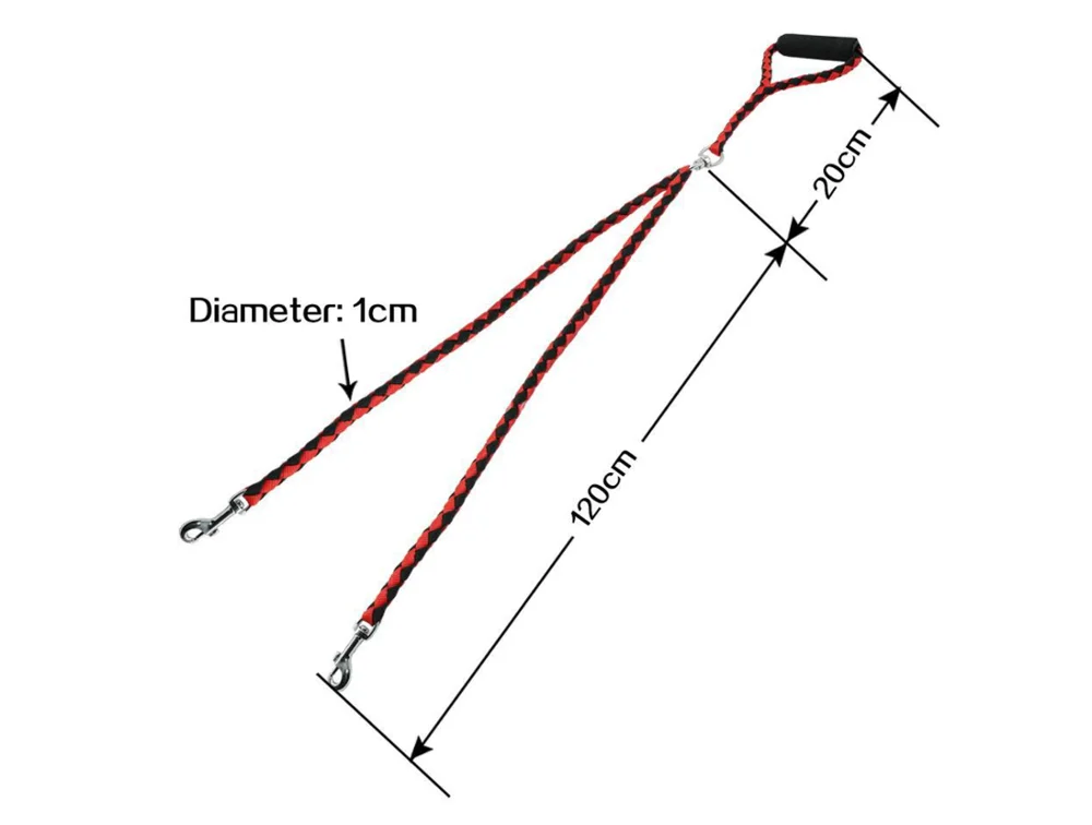 Durable Nylon Braid Pet Dog Rope Leash with Soft Handle Two Heads Dog Leads 2 Dog Leash