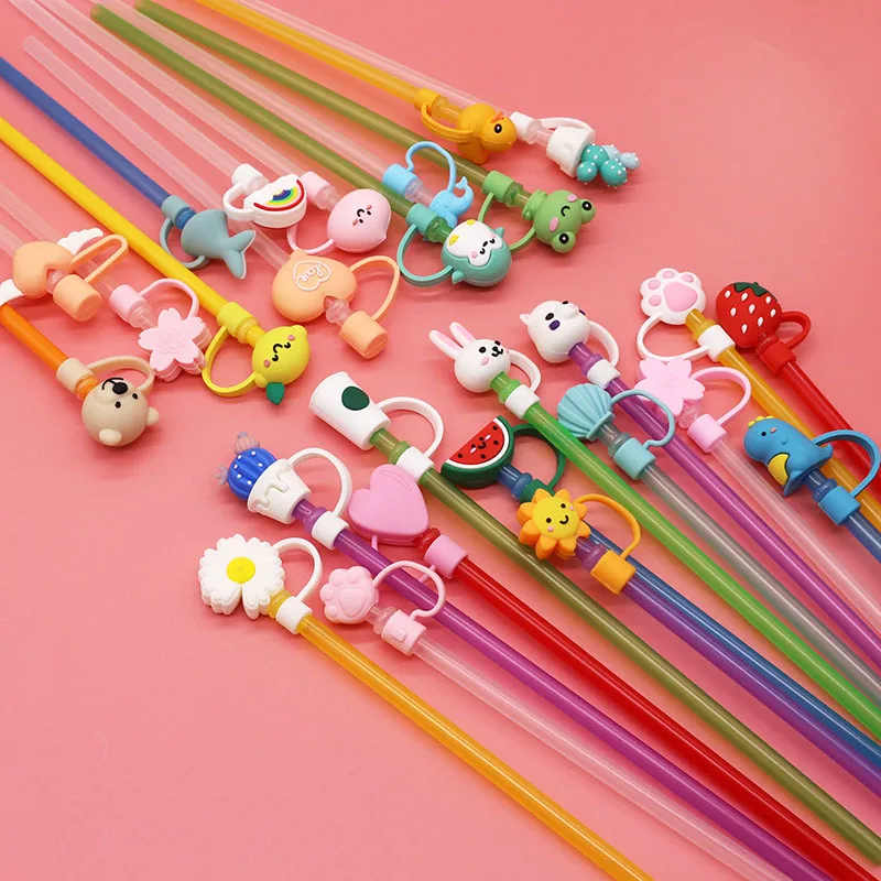 1cm straw stopper banana dustproof cover 7mm sakura rabbit dinosaur constellation plastic bottle straw anti dust cap silicone