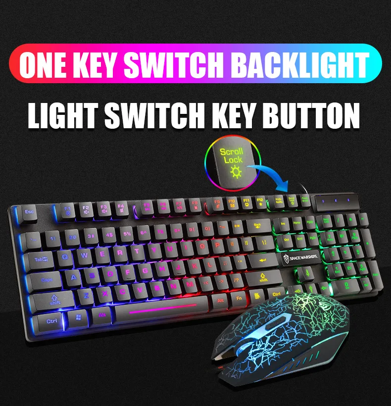 Best-Selling Backlit 108 Keys Wired And Mouse Set Desktop Computer Game Keyboard