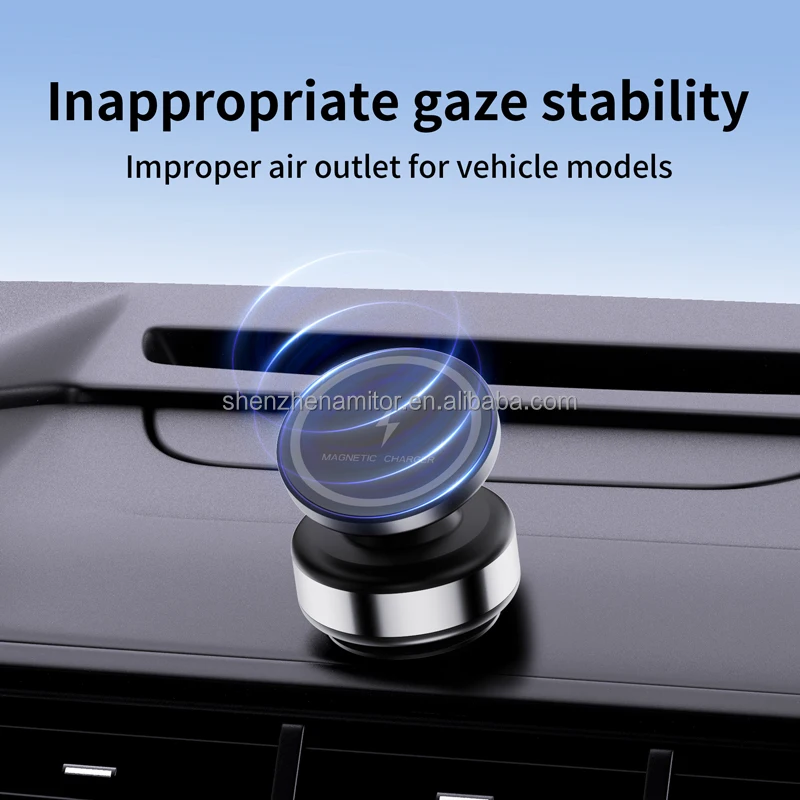 Wireless charging 360 degree rotating magnetic mobile phone Stand universal stable glass vacuum absorption