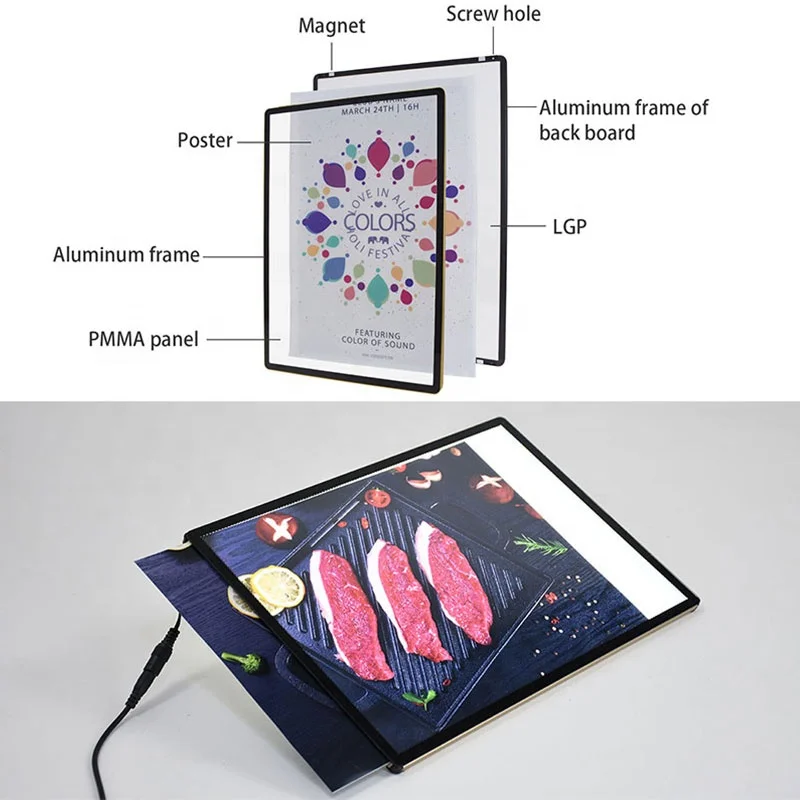 75x120cm Slim LED Light Box for Restaurant and light poster Advertising Display for Menu Board Advertising Light Boxes