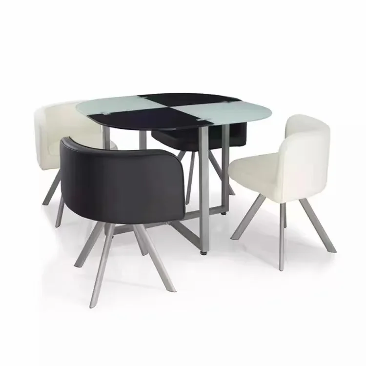 Factory Hot Sale Dining Furniture MDF Tabletop With Metal Legs Dining Table And 4 Chair Set 5 Pcs Set For Dining Room Kitchen