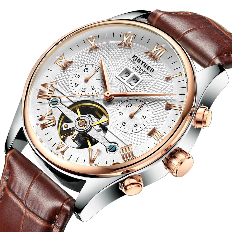 Kinyued J012 montres Заводские механические кожаные Наручные часы дизайн автоматические Роскошные водонепроницаемые kinyued мужские