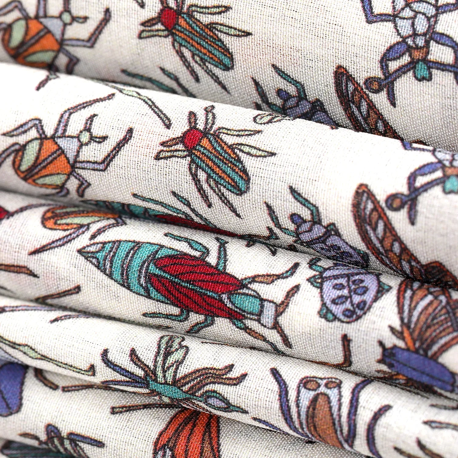 
100% mulberry silk crepe de chine digital printing fabric of insects pattern for dresses and blouses 