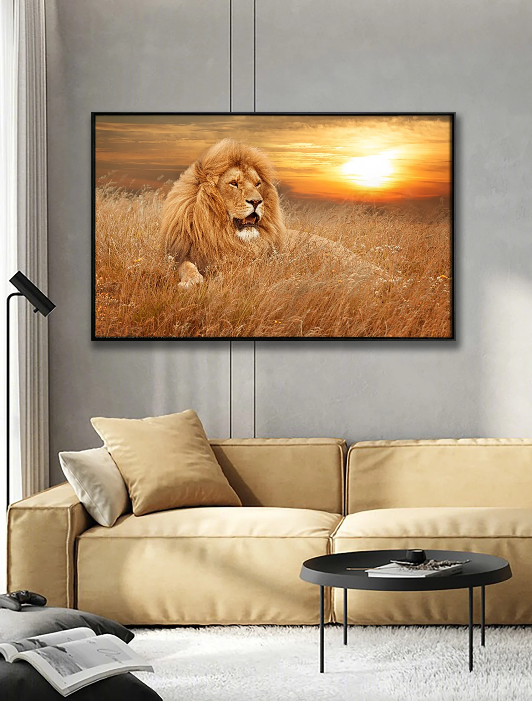 Art Works Crystal porcelain Painting Lion Animal Pictures Wall Art Living Room Modern Artwork Painting