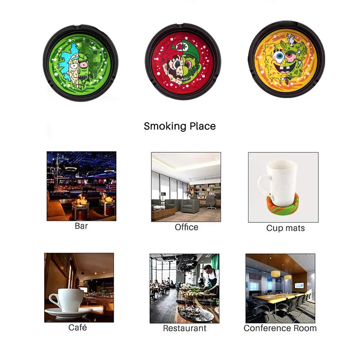 New Products Custom Logo Portable Round Pocket Creative Cigarette Silicone Cigar Ash Tray Car Ashtray