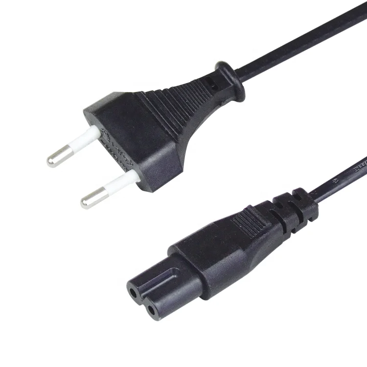 VDE standard euro 2 pin plug 2.5a 250v H03VVH2-F 2*0.5/0.75mm2 plastic power cord