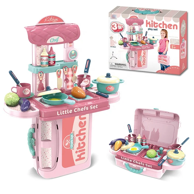
Educational 3 In 1 Plastic Suitcase Cooking Pretend Play Kids Tool Set Kitchen Toys 