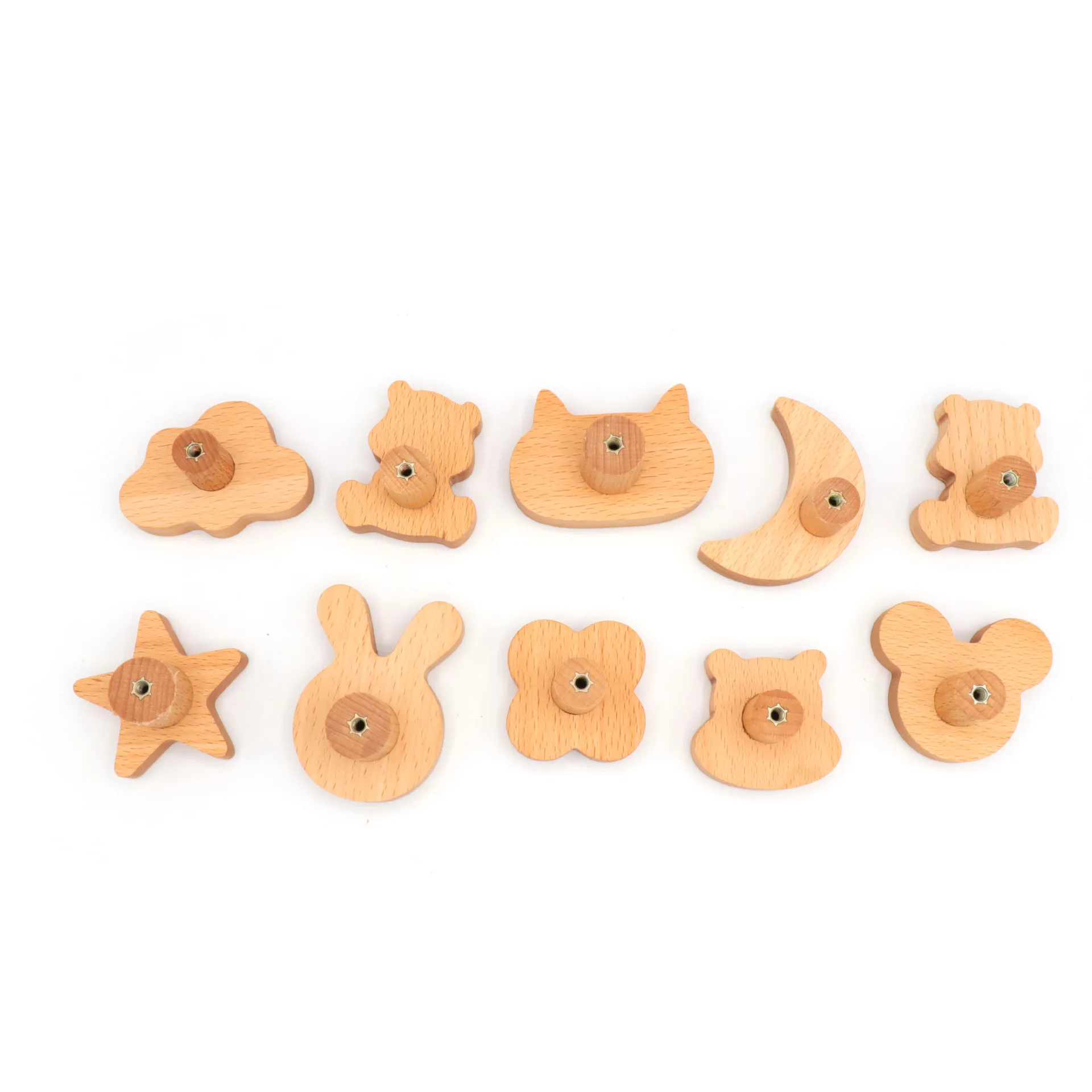 Cute Wooden Animal Handles Beech Wood Drawer Pulls Kids Safety Furniture Hardware Cute Mich Wooden Cabinet Handles Beech