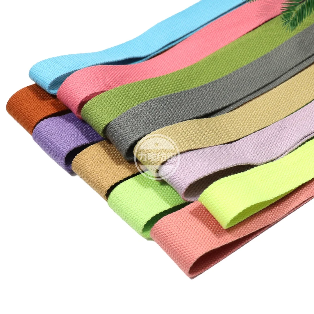Factory good quality middle thick cotton webbing 20mm,25mm,32mm,38mm,50mm polyester straps stocks clothes bags belt