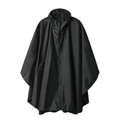Custom Waterproof Black Plain Color Lightweight Biodegradable Polyester Adult Poncho Raincoat