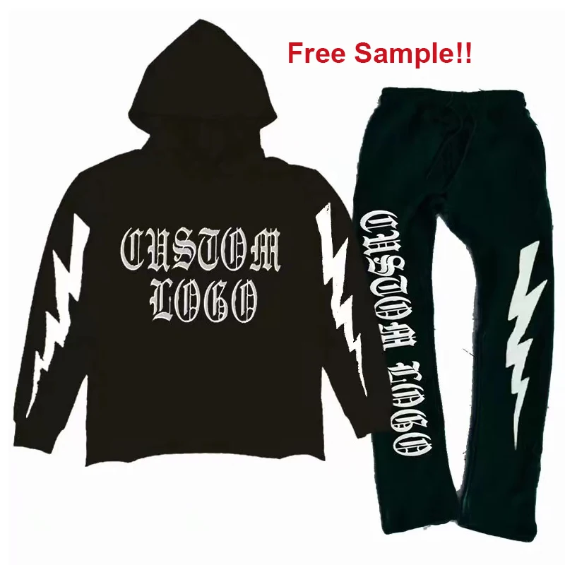 Толстовка с капюшоном и 3D-принтом на заказ, комплект из французского махрового хлопка с толстовкой, спортивные уличные повседневные спортивные штаны и толстовка