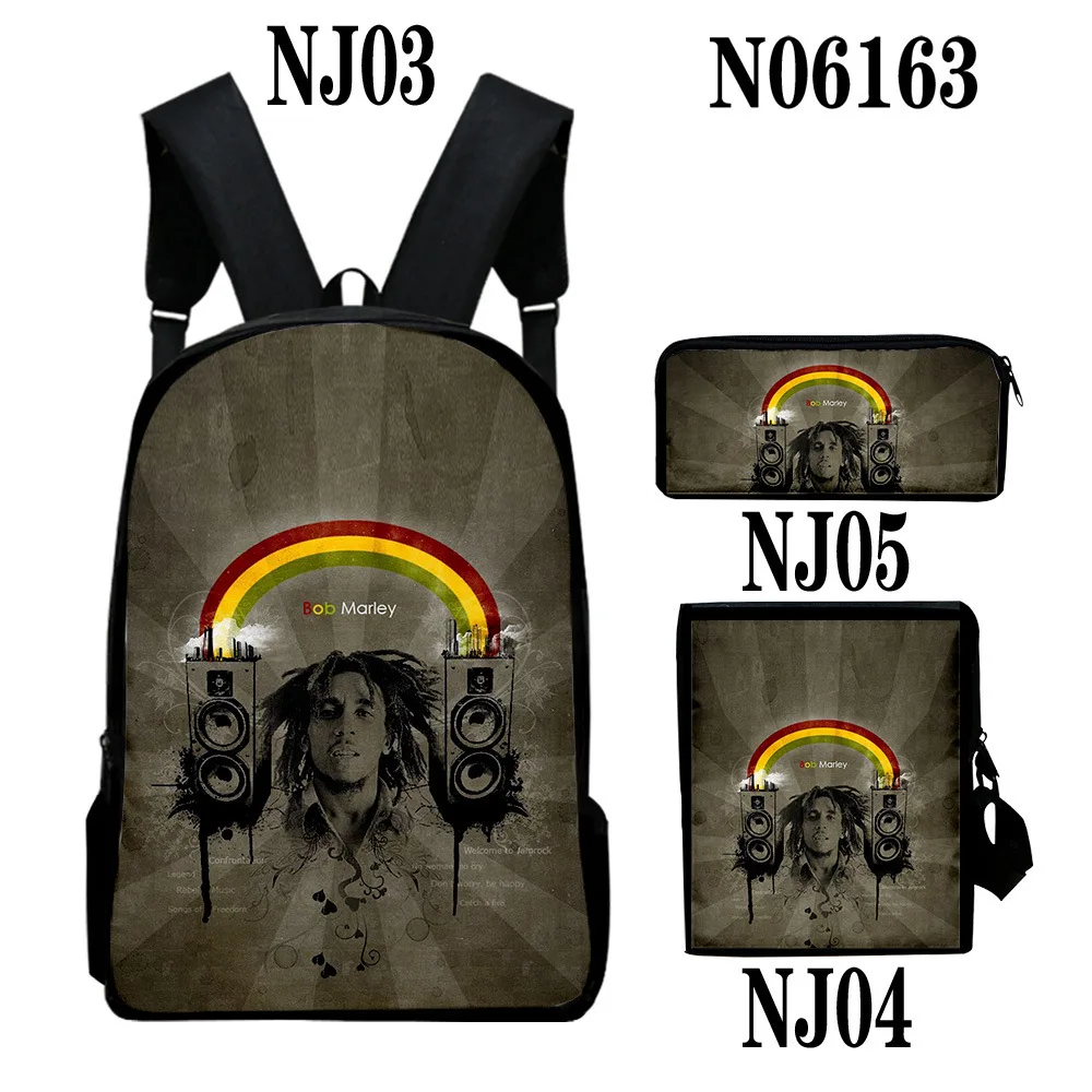 Fitspi модные смешные Bob Marley 3 шт. комплект рюкзак 3D печати школьная Студенческая книжная сумка дорожная для