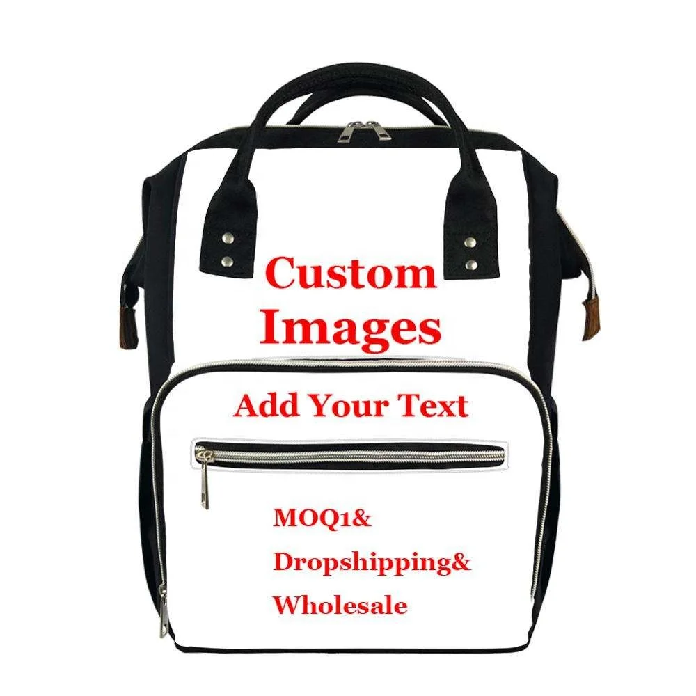 Mother Care Baby Diaper Bag 3D Custom Print Design Logo Name Mother And Baby BagFashion Mother Care Bags Diaper Backpack
