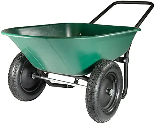 2 Tier Wheelbarrow Garden Cart 5 Cubic 100L Foot  Poly Tray Construction Dump Carts