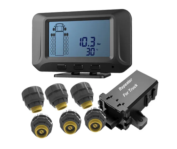 Mining truck 6 wheel 200psi 11.8mm 12mm external tpms wireless tire pressure monitoring system for big otr truck tire