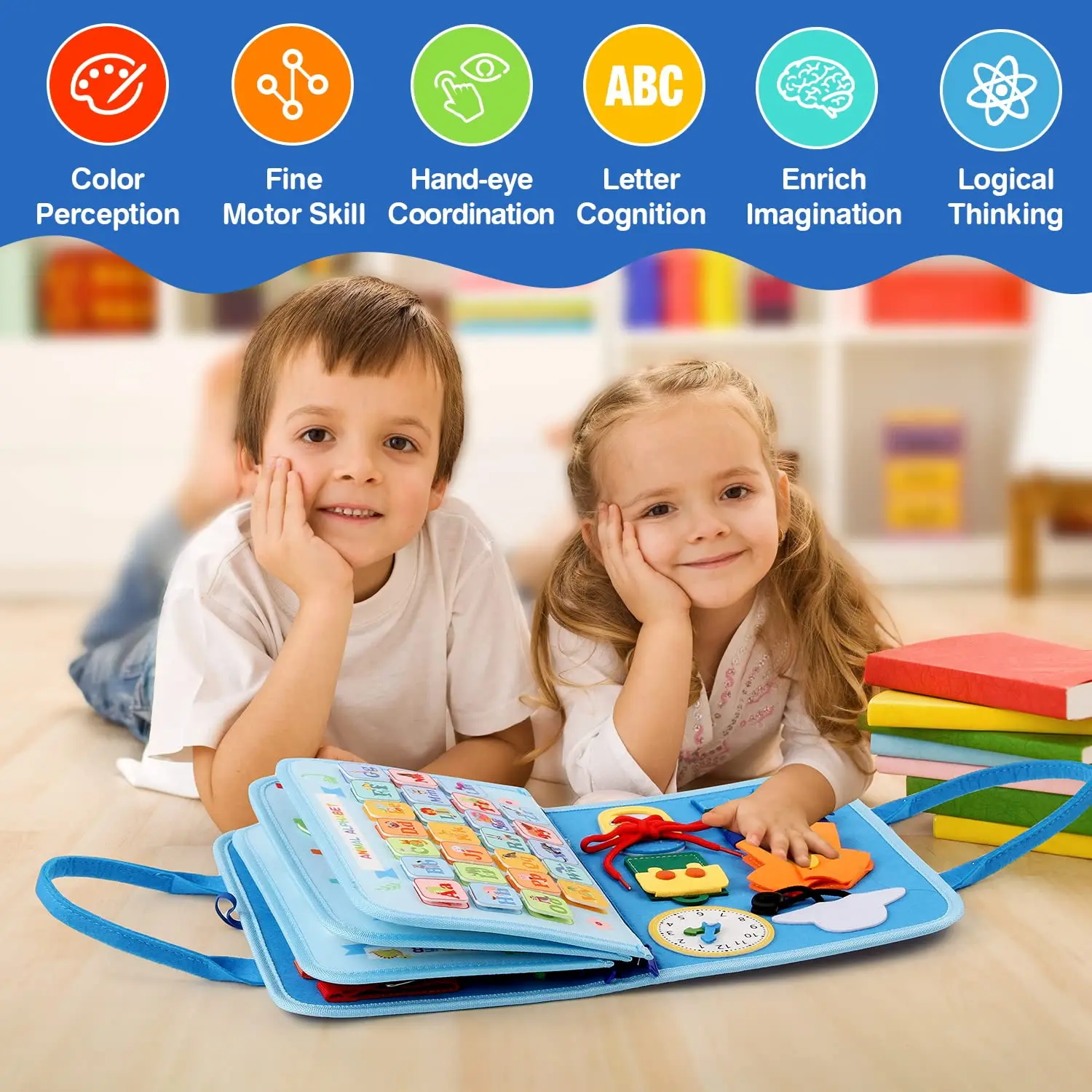 Busy Board for Toddlers Educational Montessori Toy Educational Activity Sensory Board for Learning Fine Motor Basic Learning Toy