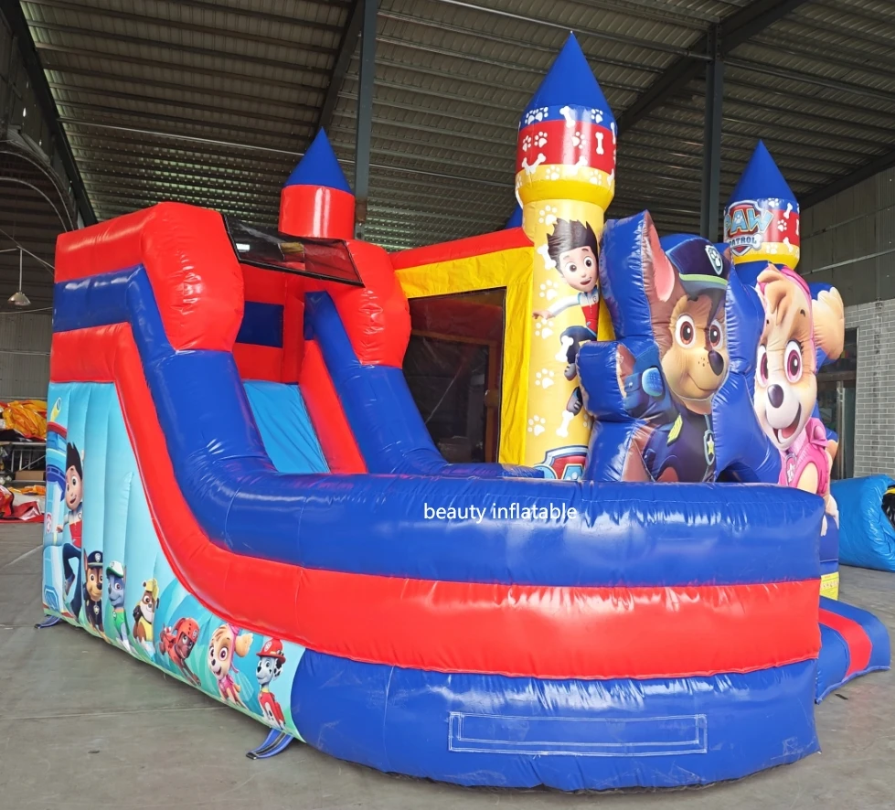 Customized  Paw Dog Patrol theme combo inflatable bouncy castle combo for party business