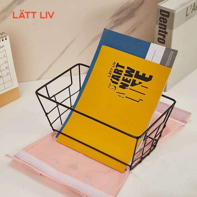 LATTLIV Metal Storage Basket Home Decor Waterproof Fabric Cover Large Capacity Sundries Storage Baskets for Organizing