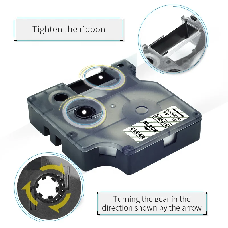Free Sample Black on Clear 9mm * 7m Label Tape Cassette Compatible DYMO D1 40910 Label Tape for DYMO 160
