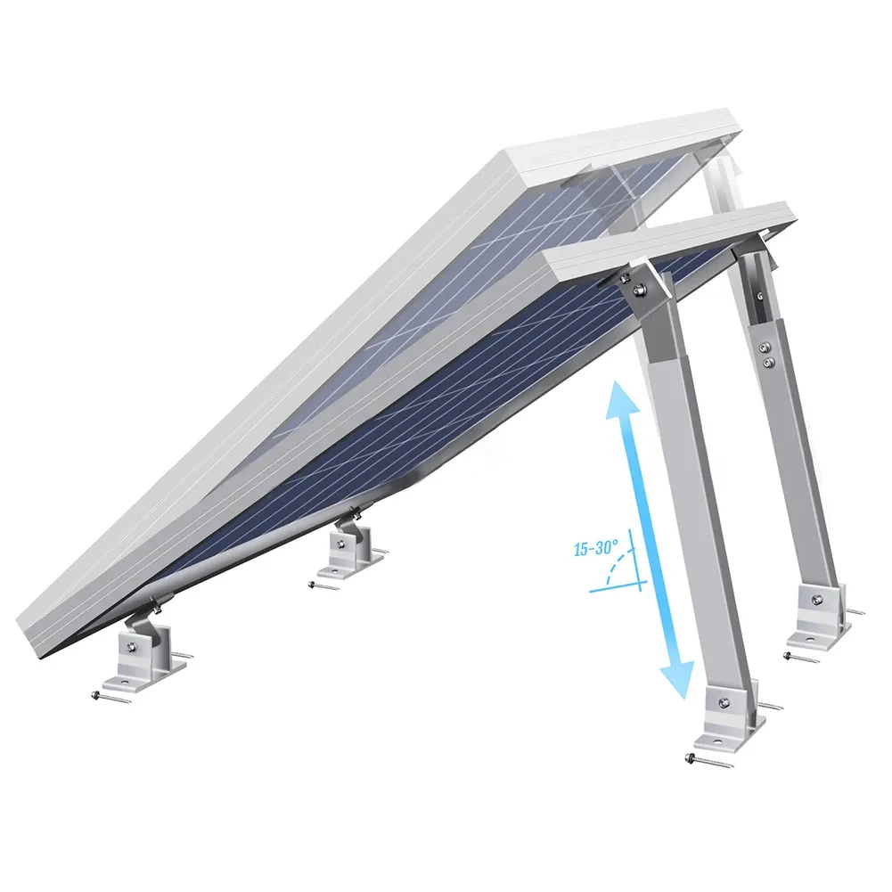 Solar Panel Bracket Adjustable 36~68cm Solar Holder End Clamp Kit 36cm Stand Length B-D 15-30 degrees For Flat Roof Mounting