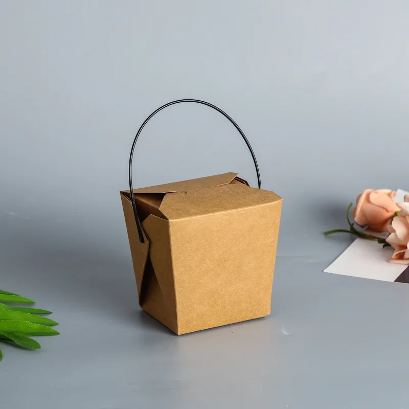 Factory hot sale take away chinese food box rice take away box paper take away box with handle