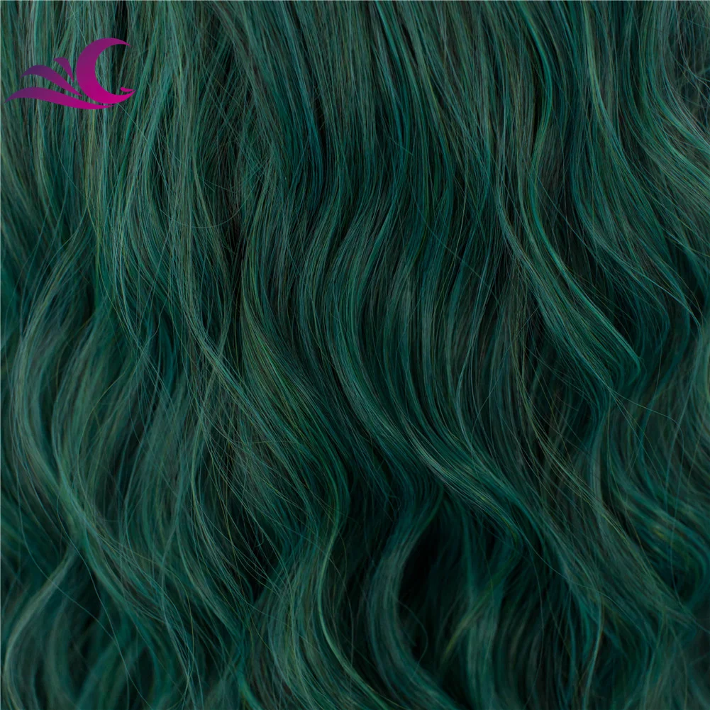 Celebrity Wholesale Anime Cosplay Wigs Dark Green Colour Heat Resistant Lace Synthetic Curly Hair Lace Wigs for Drag Queen