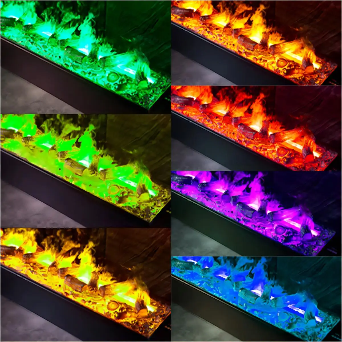 Modern Wall Electrical Heaters Fire Place 3 Sided Electric Fireplaces 7 Colors Led Light Flame Effect