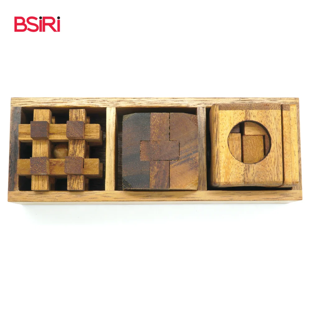 3 Games in a wooden Box Set 2 Thailand Hot Wood Toys Crafts Game Classic Toys Environment Product Puzzle