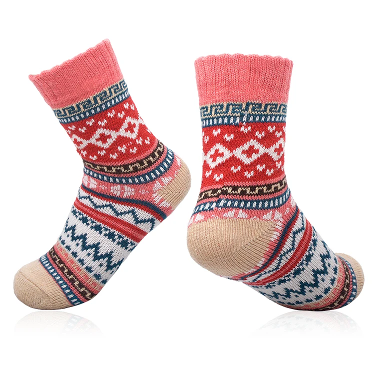 Wholesale Warm Thick Knit Cozy Winter Socks Wool Socks Casual Vintage Socks for Women