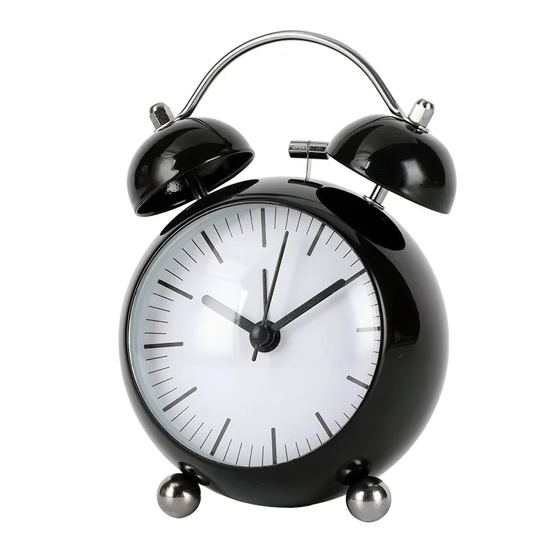 Cute Japanese Minimalist Metal Alarm Clock for Kids with Night Light