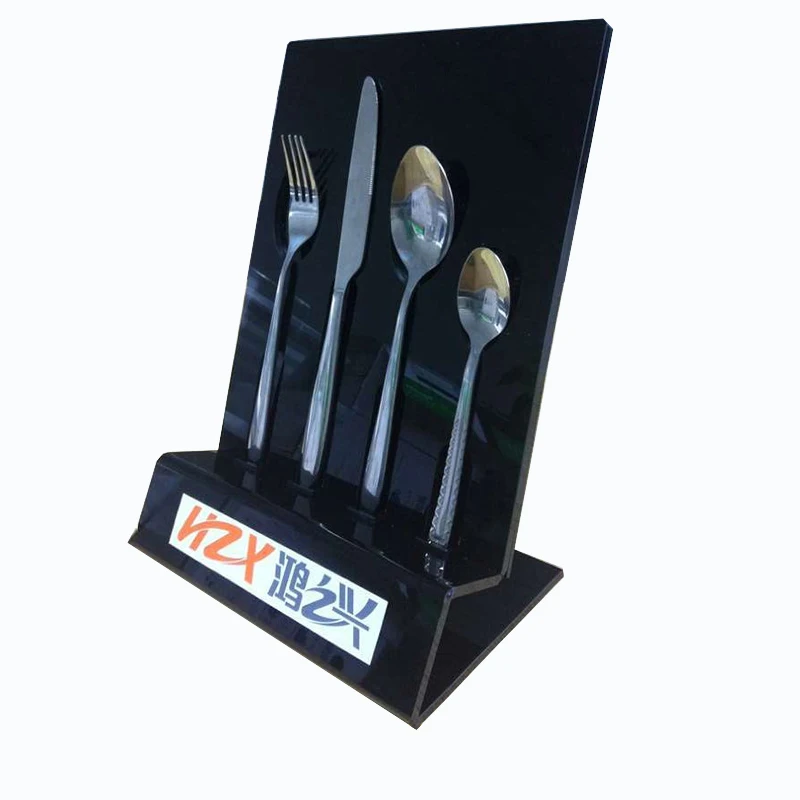 Factory custom black pmma plexiglass tableware display stand acrylic tableware holder