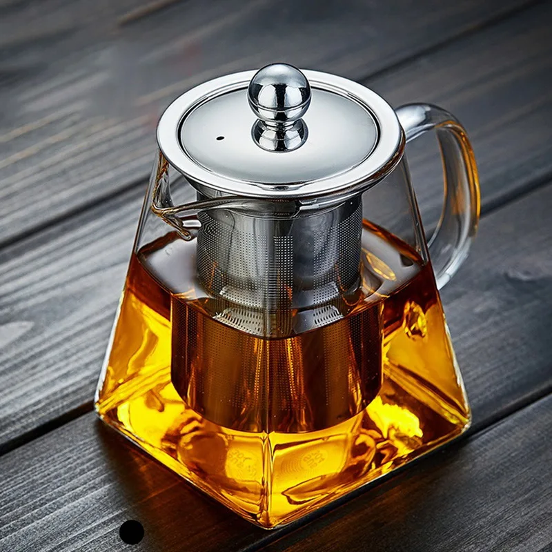 Resistant Glass Teapot with Stainless Steel Infuser and Lid Stovetop Safe Loose Leaf Tea Maker Glass Tea Kettle